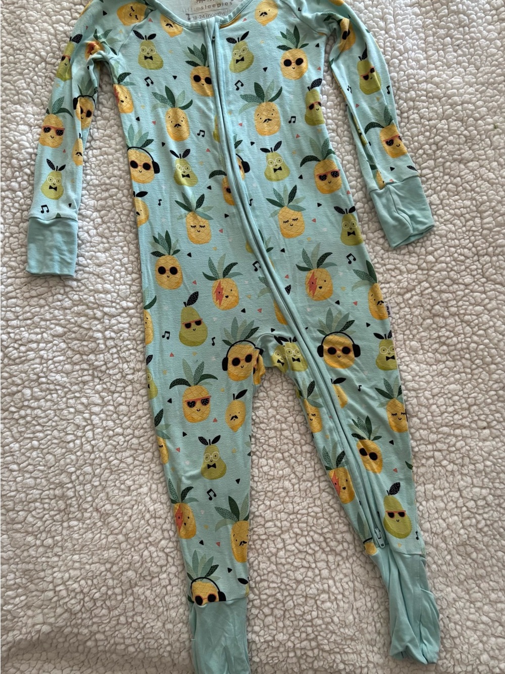Little sleepies pineapple zippy